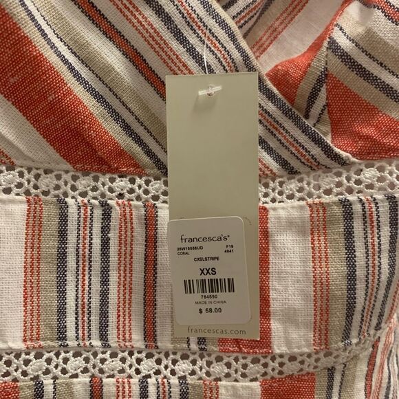 Franchesca’s Blue Rain XXS striped Dress NWT! - Picture 6 of 8